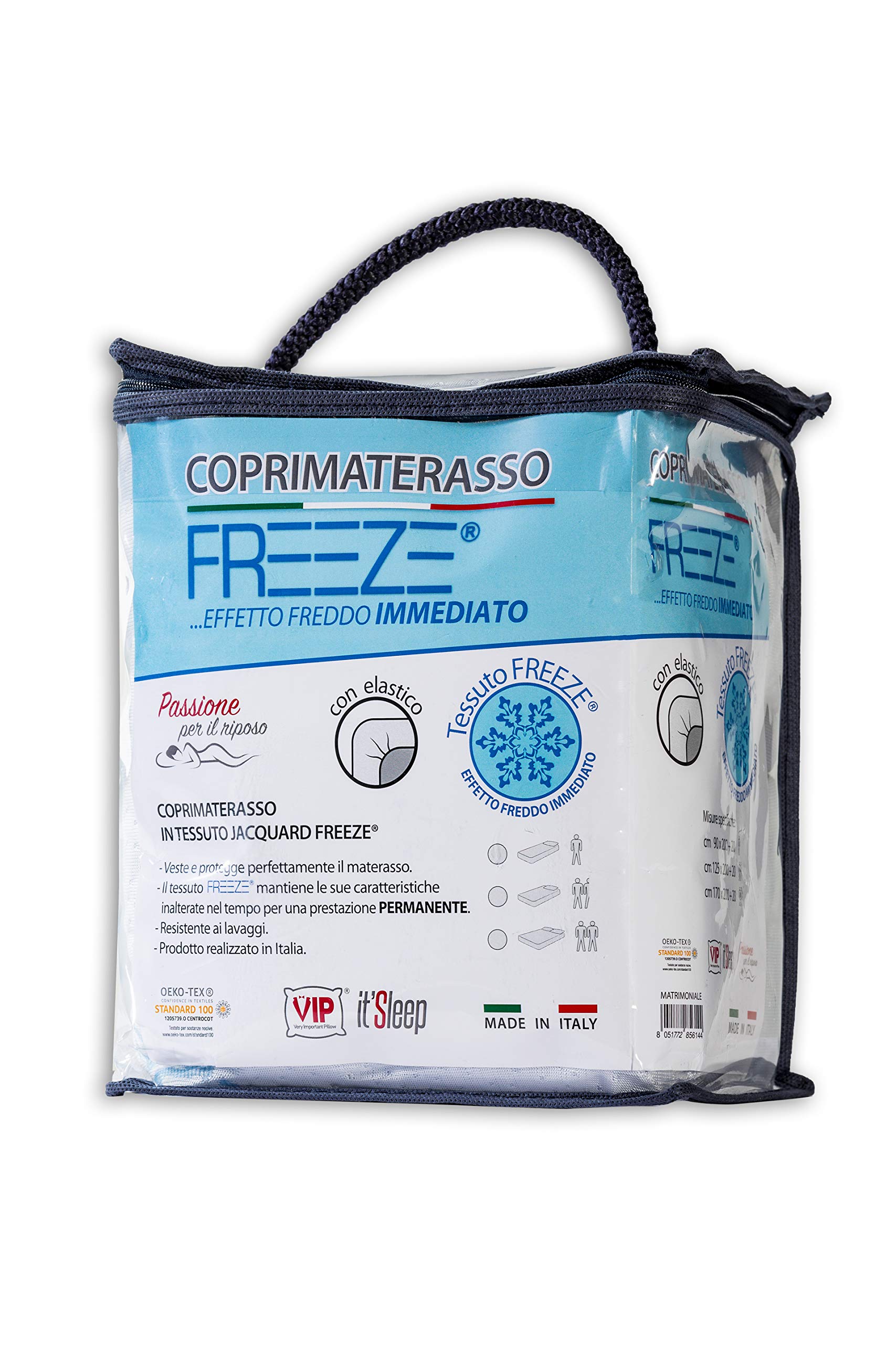 V.i.p. very important pillow coprimaterasso freeze con elastico agli angoli, tessuto jacquard bielastico, singolo, 90 x 200