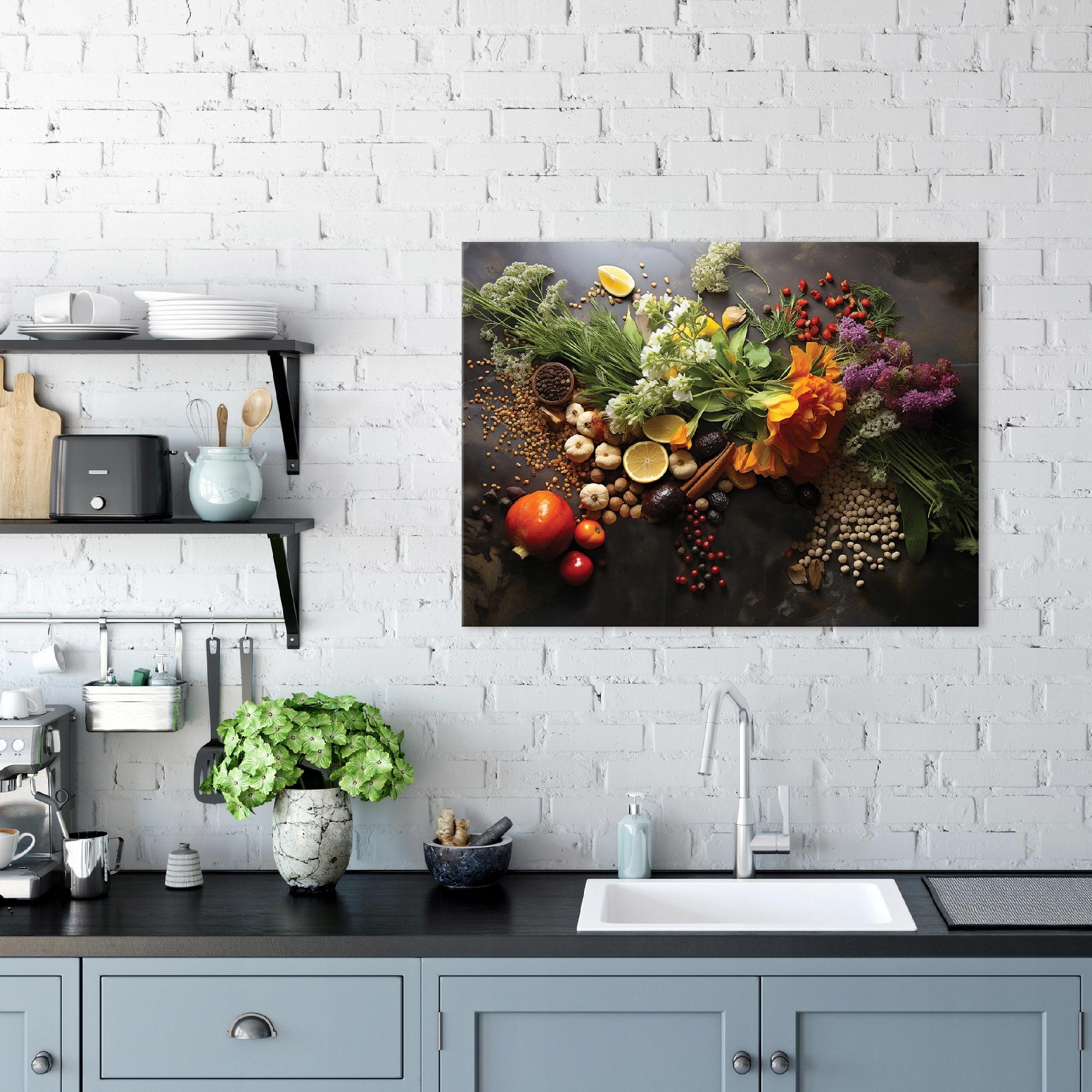 Impression sur Toile Cuisine Épices Moderne 60x40 cm XXL Tableau Décoration Murale Intissé - 2