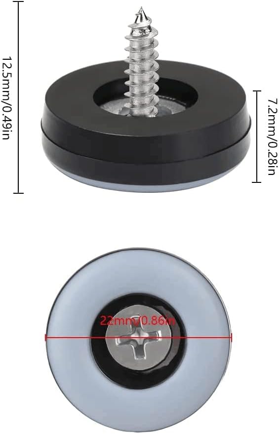 32 Pièces Patins pour Meuble Téflon Ø 22 mm (Rond) Planeur de Meubles avec 32 Morceaux de vis en Acier Inoxydable Patins pour Meubles/Planeur (Teflon) - 2