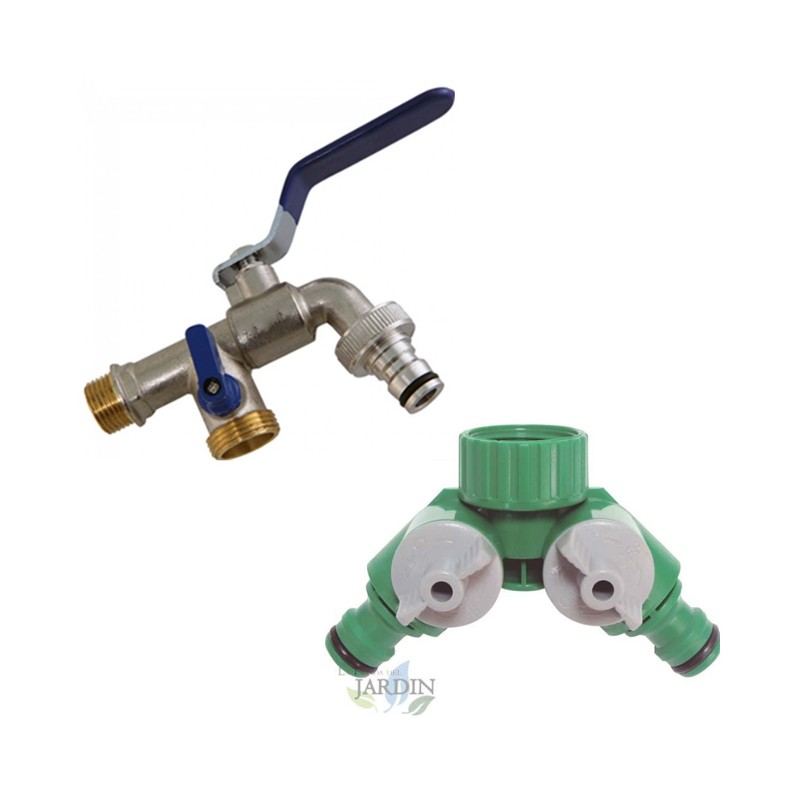 Grifo de Jardín con Doble Salida Hembra 3/4