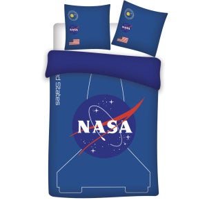 Housse De Couette Nasa 220x240 Cm - 100% Coton Doux - Bleu - Literie Neuve