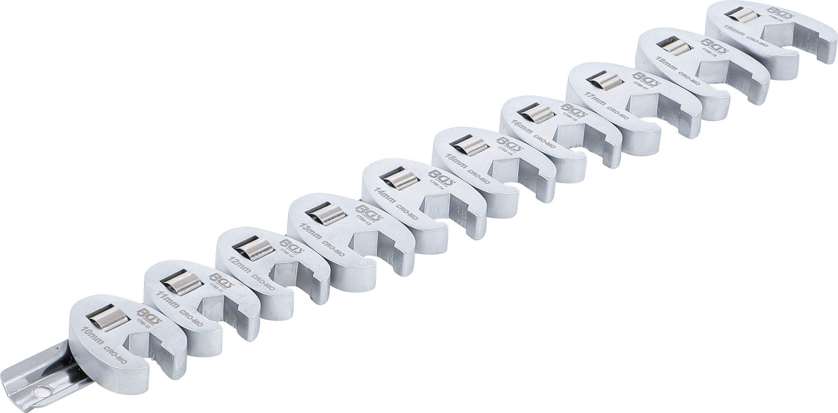 Zestaw kluczy nasadowych BGS otwartych, napęd kwadrat wewnętrzny 10 mm (3/8") SW 10 - 19 mm 10 szt. - 1756