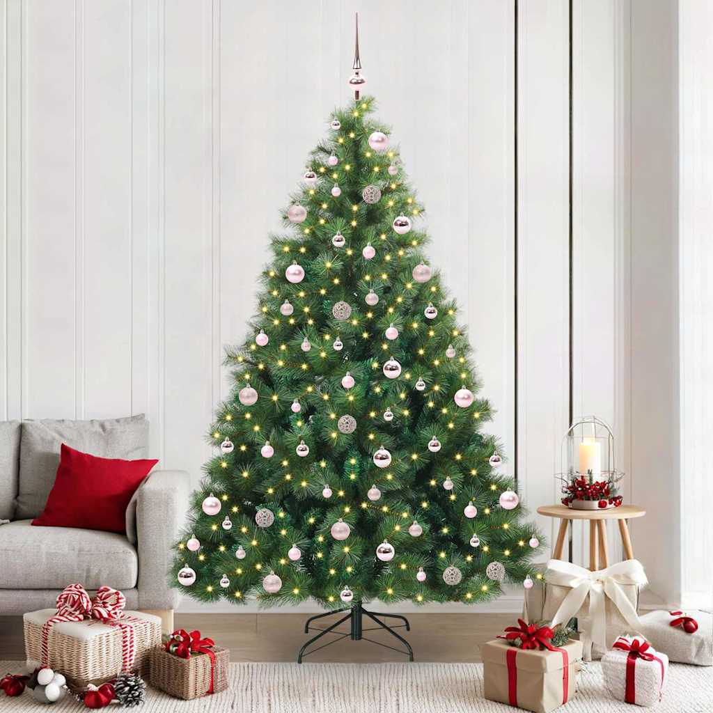 Sztuczna choinka z 300 diodami LED Zielony 210 cm PE i PVC