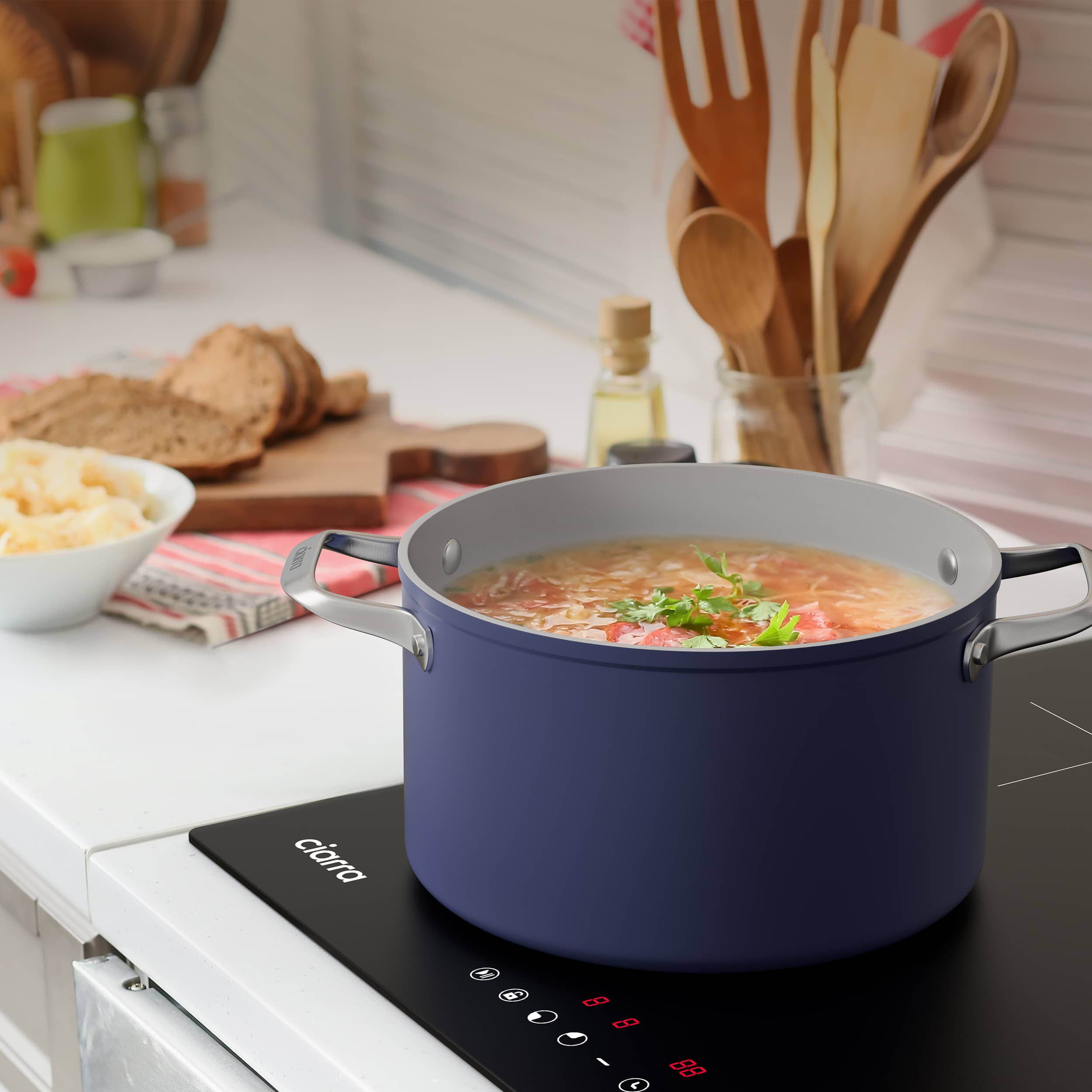 CIARRA Plaque Induction 3 Foyers 59x52cm Booster Auto-Stop 99 Mins Minuterie 6200W CD3BIH - 5