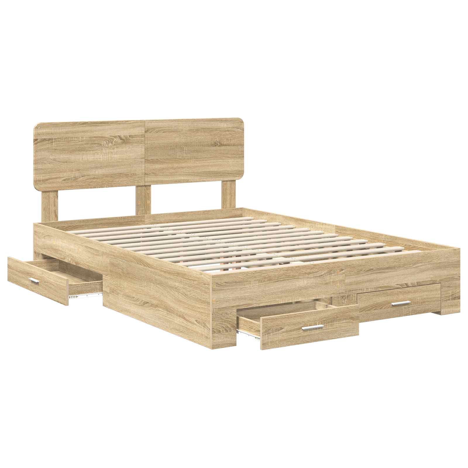 Cadre de lit chêne 150 x 200 cm en panneau de bois - 5