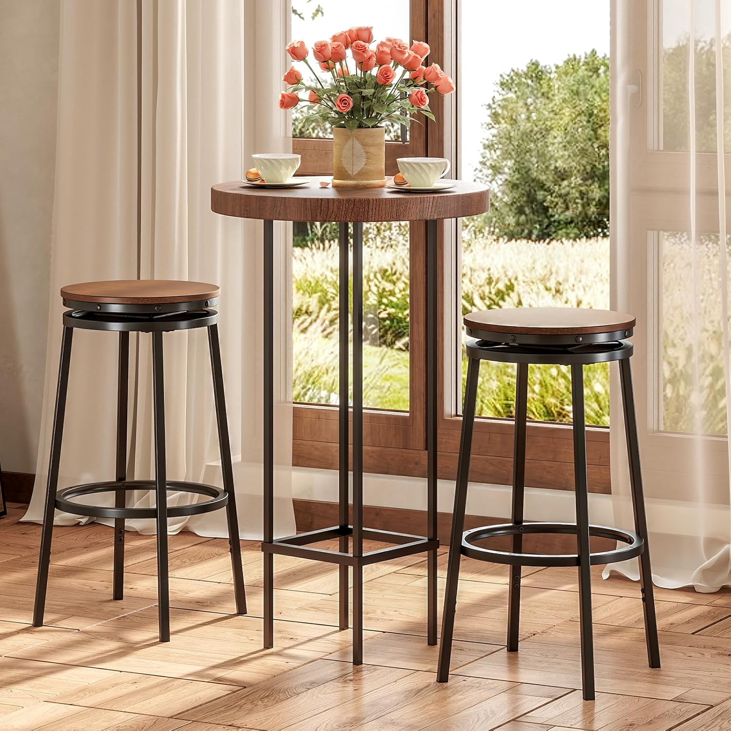 Sgabelli da bar vintage nero e legno scuro 65 cm (set di 2) GRAMMA