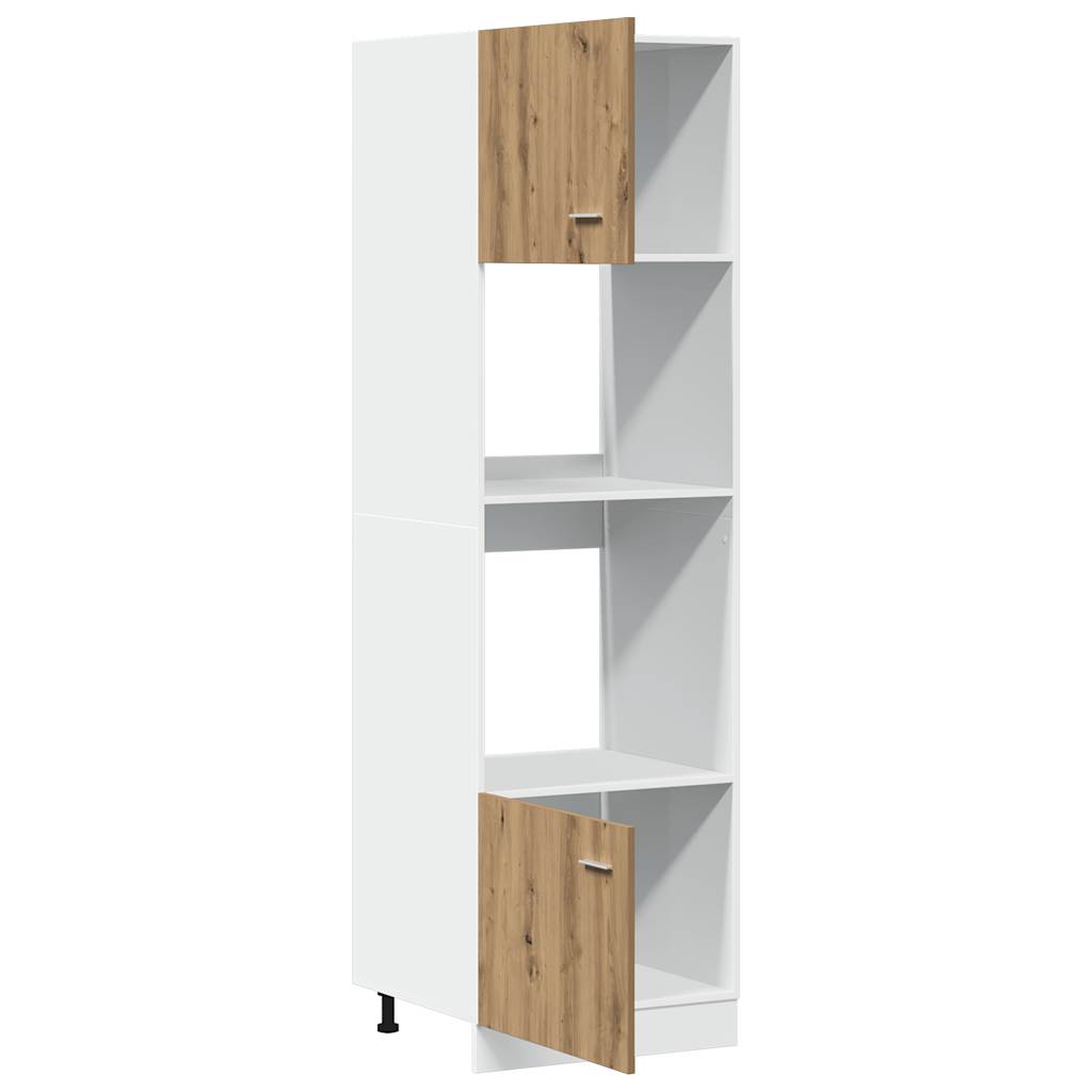 Colonne à micro-ondes Chêne artisanal 60 x 57 x 207 cm Bois d'ingénierie - 4