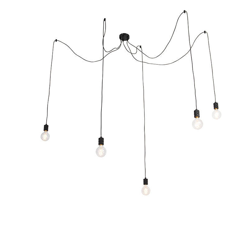 QAZQA lampe suspendue design noir 9 lumières - cavalux | Leen Bakker