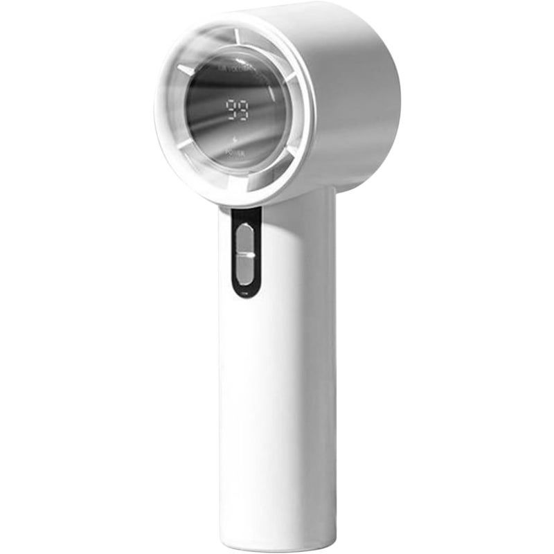 Mały przenośny wentylator akumulatorowy, chłodziarka osobista z wyświetlaczem cyfrowym, wentylator o dużej prędkości 100°C, biały