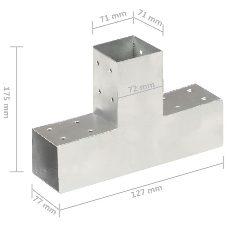 Connecteur de poteau Forme en T Métal galvanisé 71x71 mm - 6