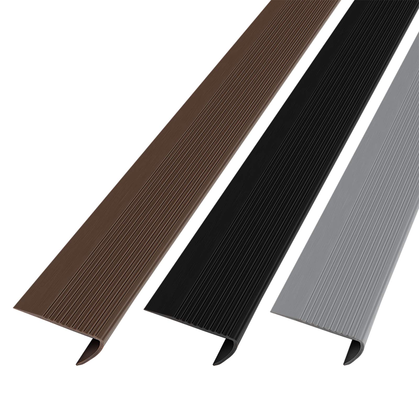 Profilé de marche d'escalier en PVC en forme de L - Protection élégante pour escaliers de toutes sortes 100 x 6,0 x 4,2 cm, Seattle Marron - 2