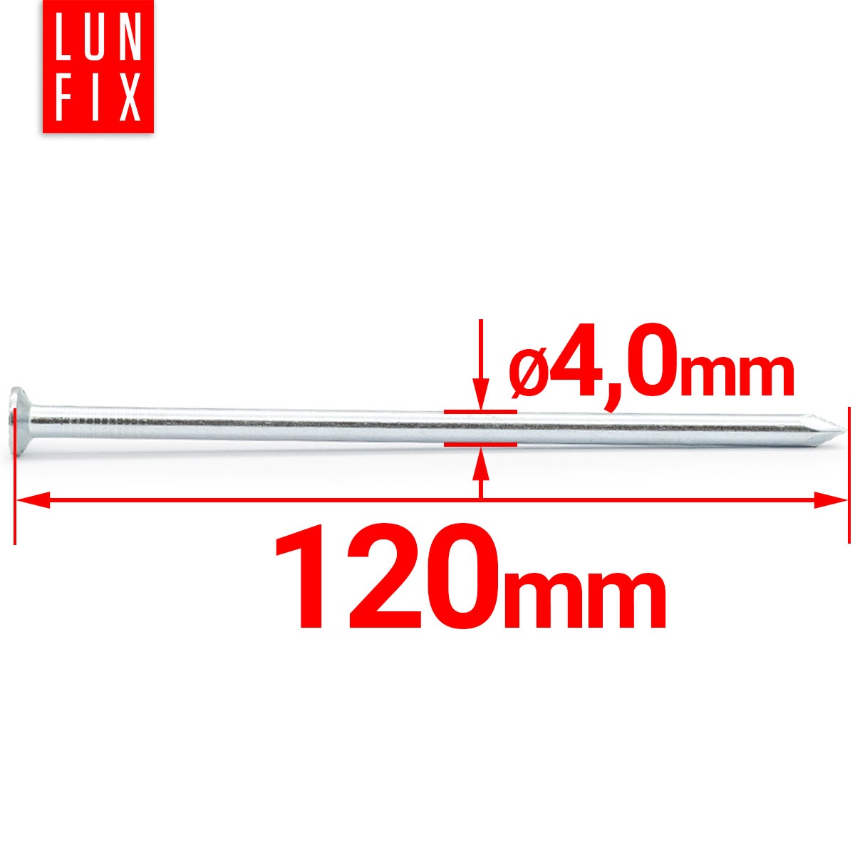 Gwoździe budowlane 4x120 mm gładkie ocynkowane 1kg ok. 80szt. - 2