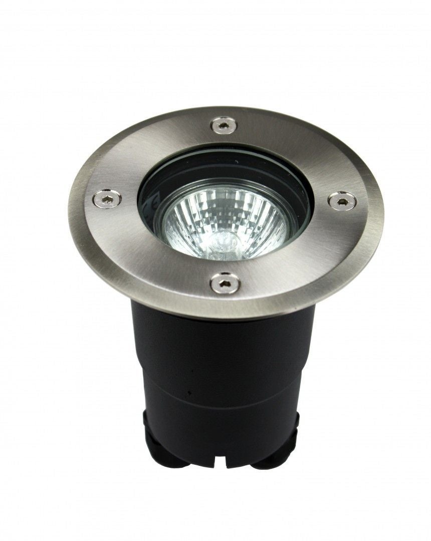 Lampa gruntowa najazdowa Pabla okrągła stal nierdzewna 1xGU10x35W IP67 wym: 11 x 10,4 x 10,4 cm metal SU-MA