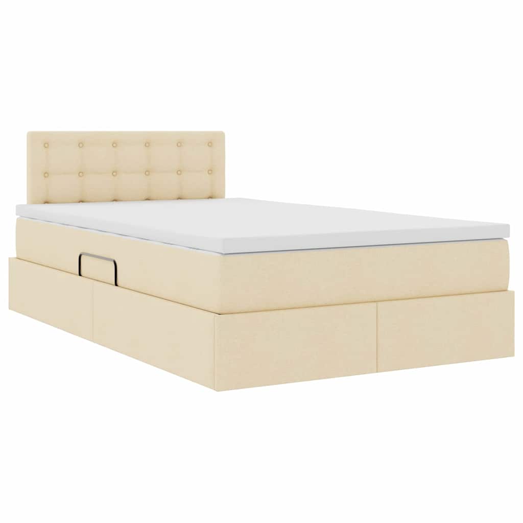Lit avec rangement et matelas, velours, crème, pour la chambre, 120 × 200 cm - 5