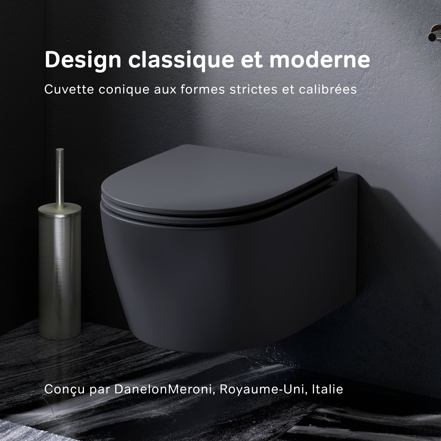 Pack WC suspendu bâti mural et cuvette Plaque Round Noire Pack WC Bati-support AM.PM X-Joy S - 8