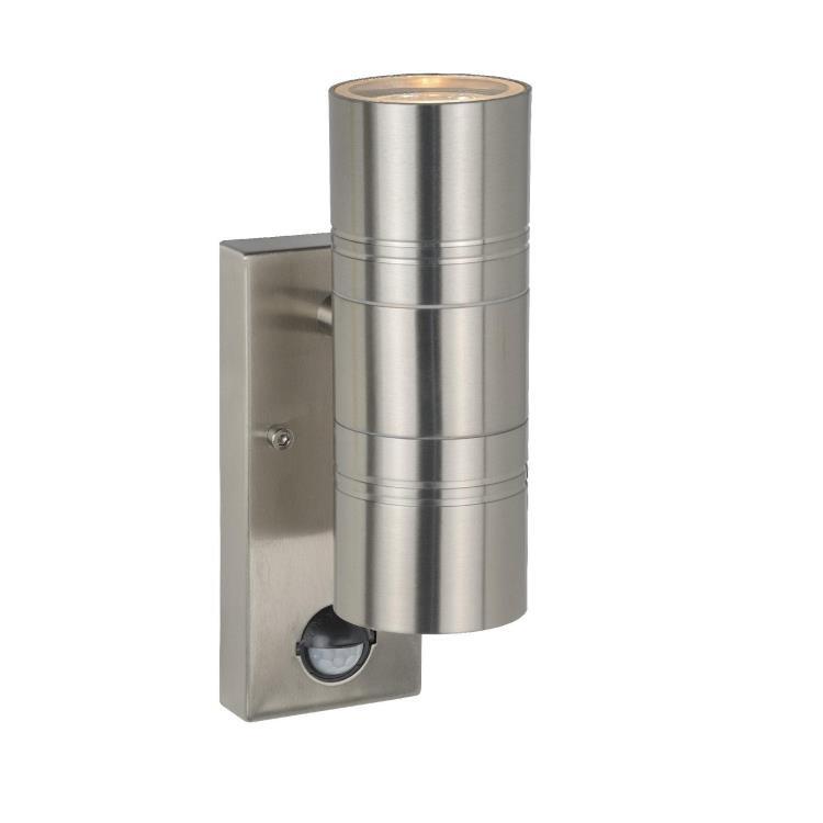 Kinkiet zewnętrzny z czujnikiem ARNE-LED srebrny 2xGU10x5W wym:22,5x6,3x12cm IP44 Lucide