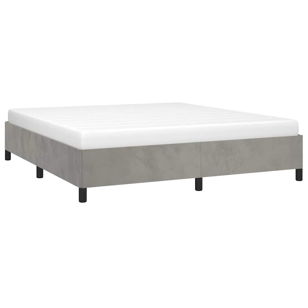 Cadre de lit gris clair 193 x 203 cm velours - 4