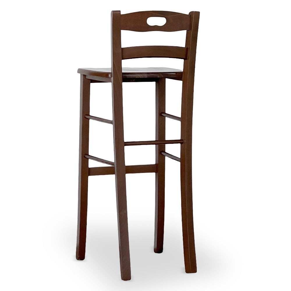 Tabouret snack de 80 cm de haut en bois de noyer foncé avec poignée et assise en bois massif - 3