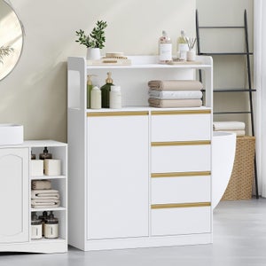 Armadietto Portamedicinale Da Parete Per Bagno – 3 Ripiani Regolabili Con Barra Portasciugamani E Ganci, Stile Rustico Shabby Chic - 3