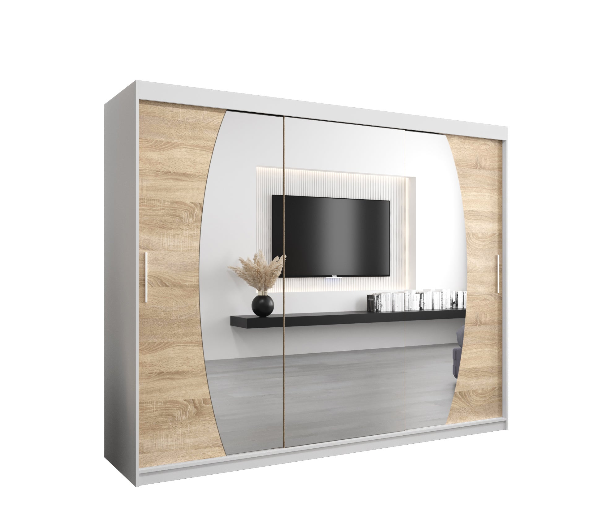 Szafa przesuwna garderoba ELYPSE 250 x 62 x 200 cm Biały + Sonoma - Abiks Meble