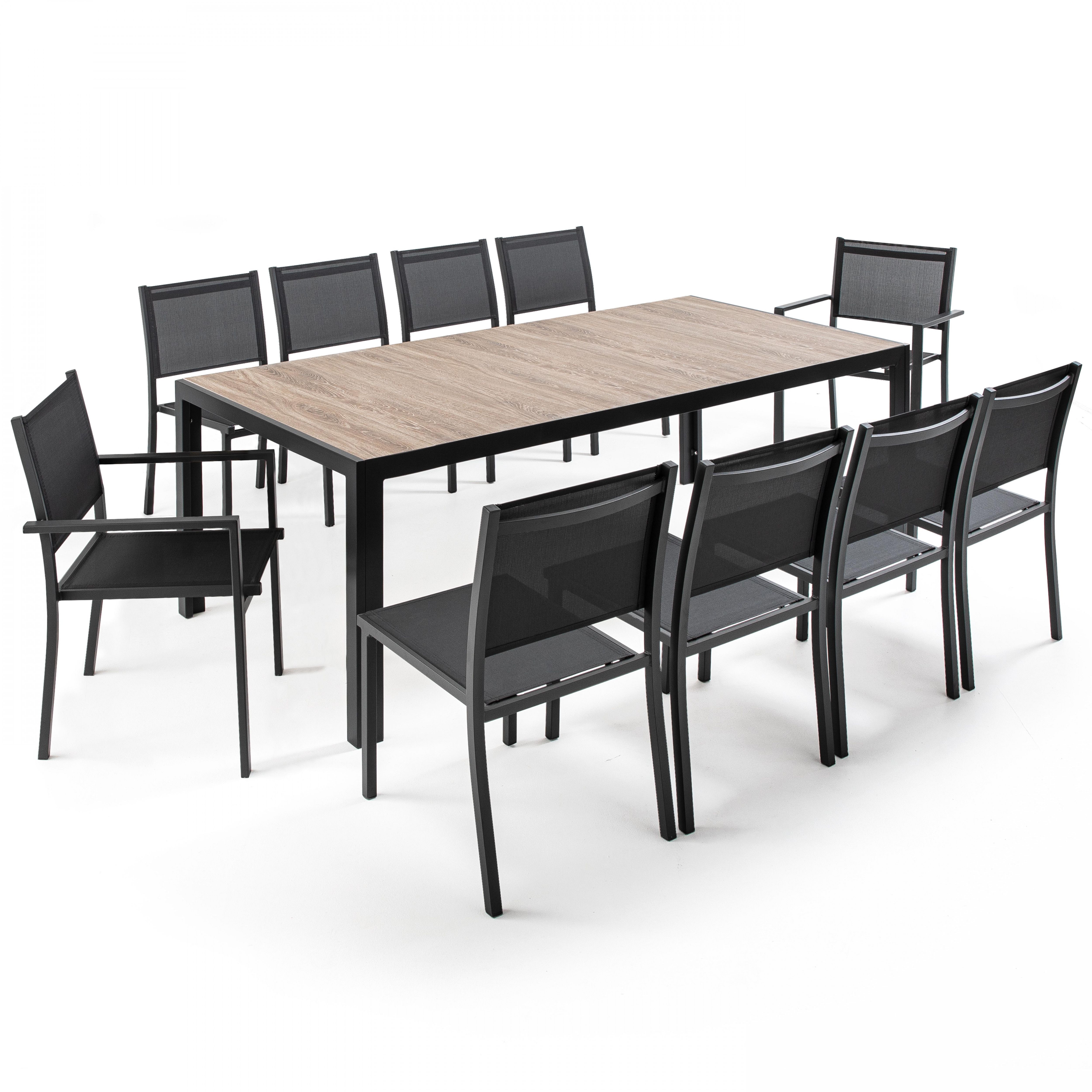 Ensemble table de jardin et 10 assises en aluminium et céramique , Tivoli - Oviala - 2