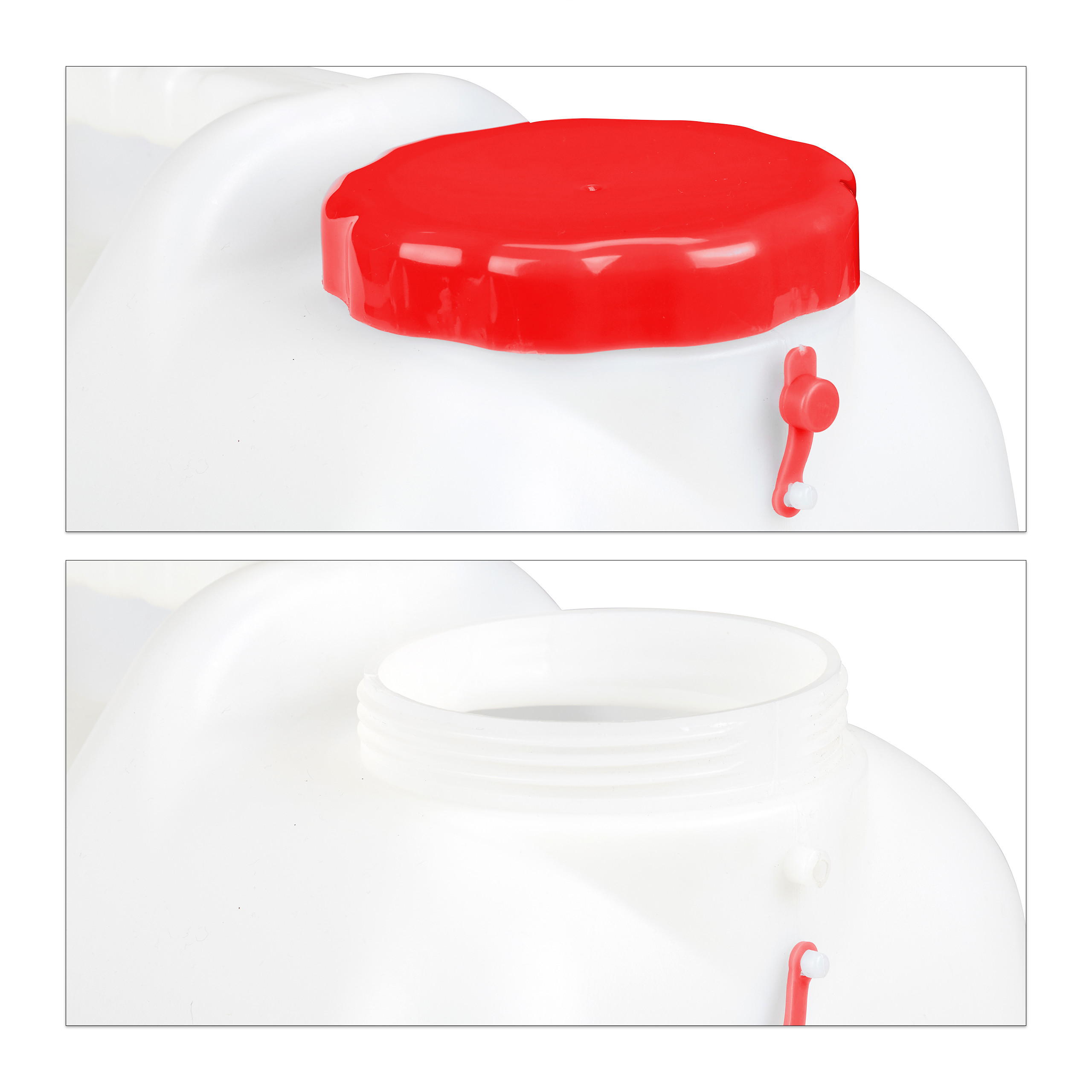 Jerricane d’eau avec robinet, couvercle à visser, bidon à eau de camping, 20 L, Sans BPA, blanc-rouge, Relaxdays - 6