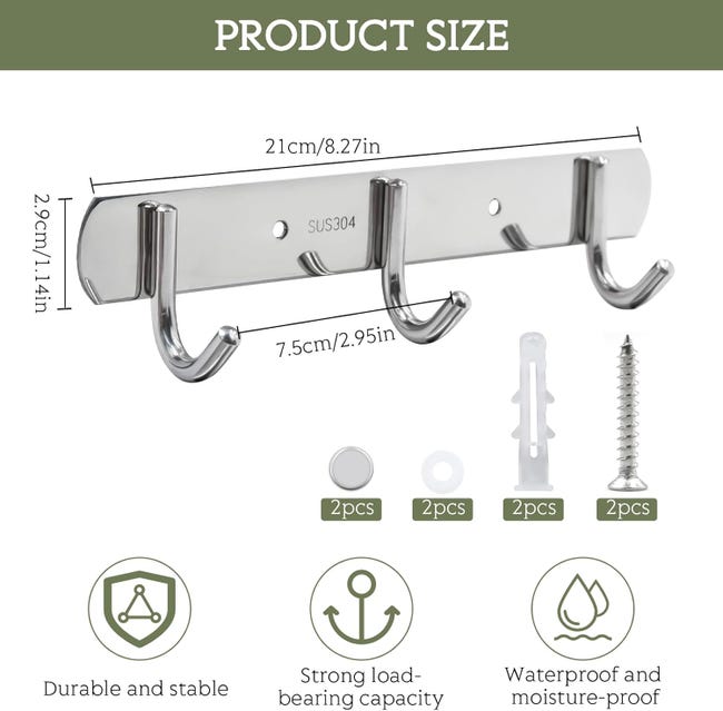 Perchero de acero inoxidable con ganchos para dormitorio