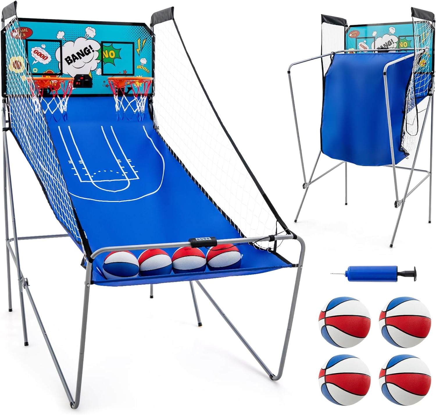 Jeu De Basket VEVOR – Pliable – Double Tir – 2 Joueurs – 4 Ballons – Neuf