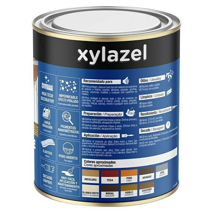 Xylazel Lasur Hidrofugante Mate Al Agua 2,5 Lt (Castaño) - 2