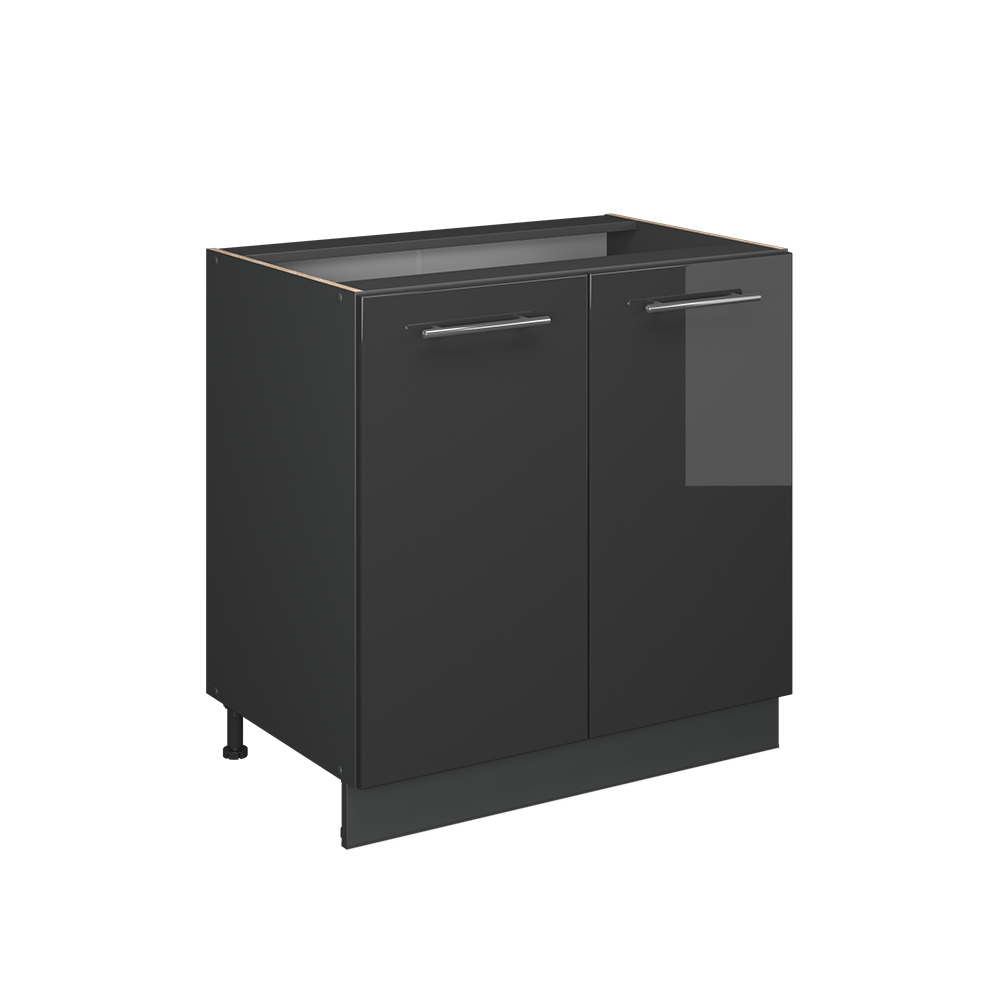Vicco Szafka pod zlew Fame-Line, Antracyt wysoki połysk, 80 cm z półką, BP Dąb