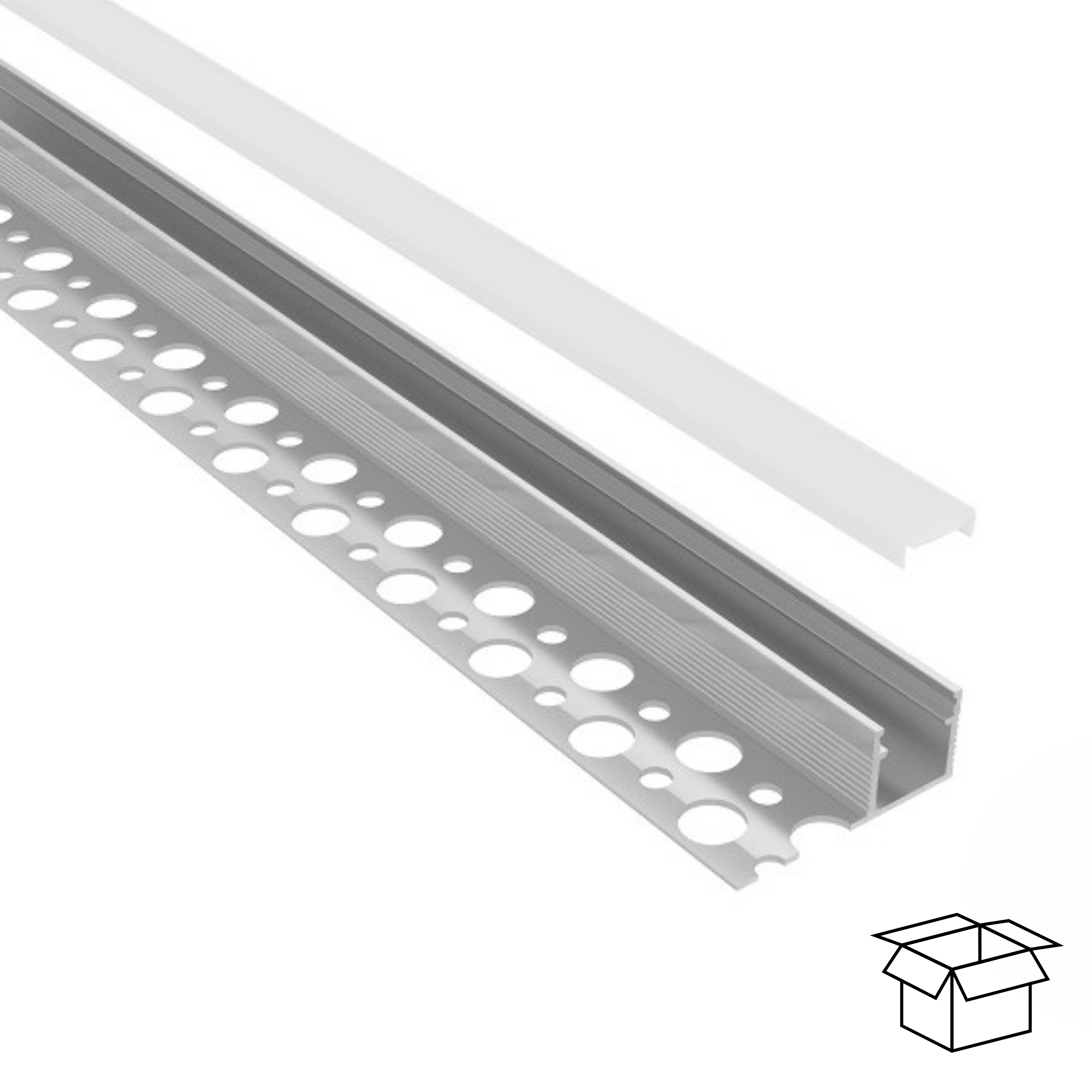 Profilo Per Piastrelle Ceramic Line Con Canalina Per Illuminazione Led Barre 2m Incasso A Scomparsa + Cover Luce Continua (Sottomensola) - 4