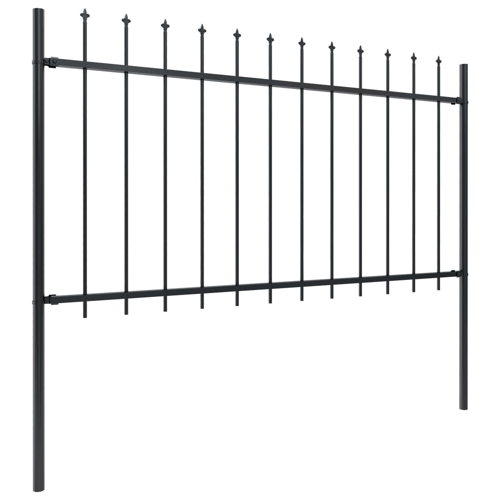 Cl?ture de jardin avec dessus en lance Acier 5,1 x 1 m Noir - 2