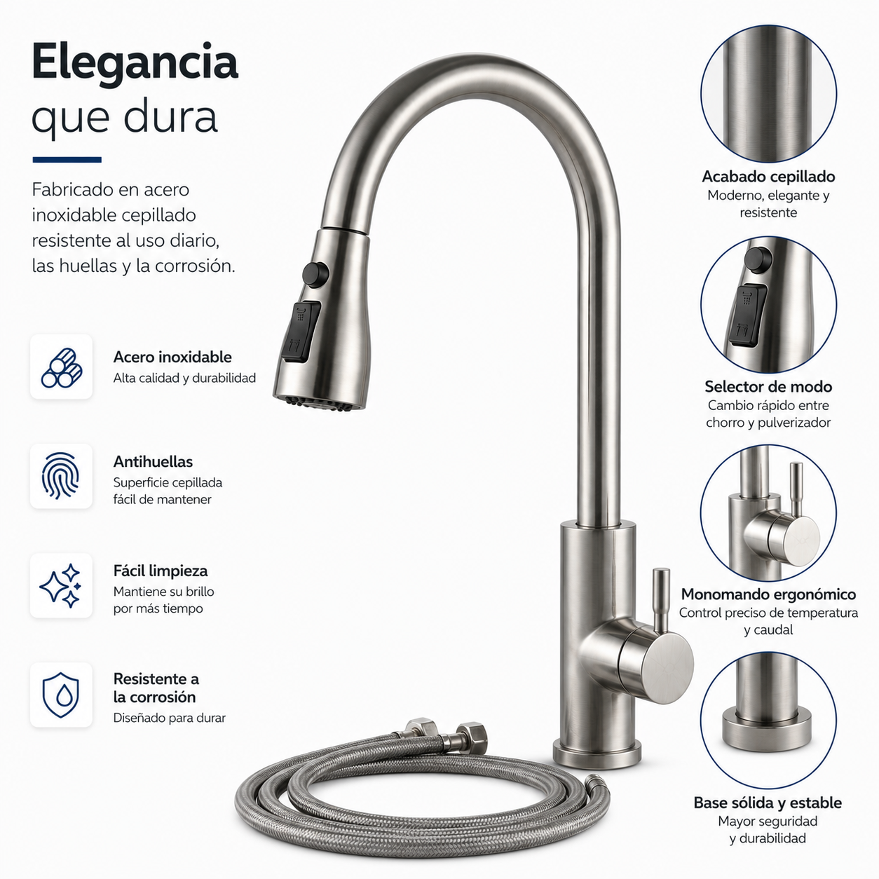 Rubinetto da Cucina Estraibile a 360 Gradi in Acciaio Inox Default Title - 6