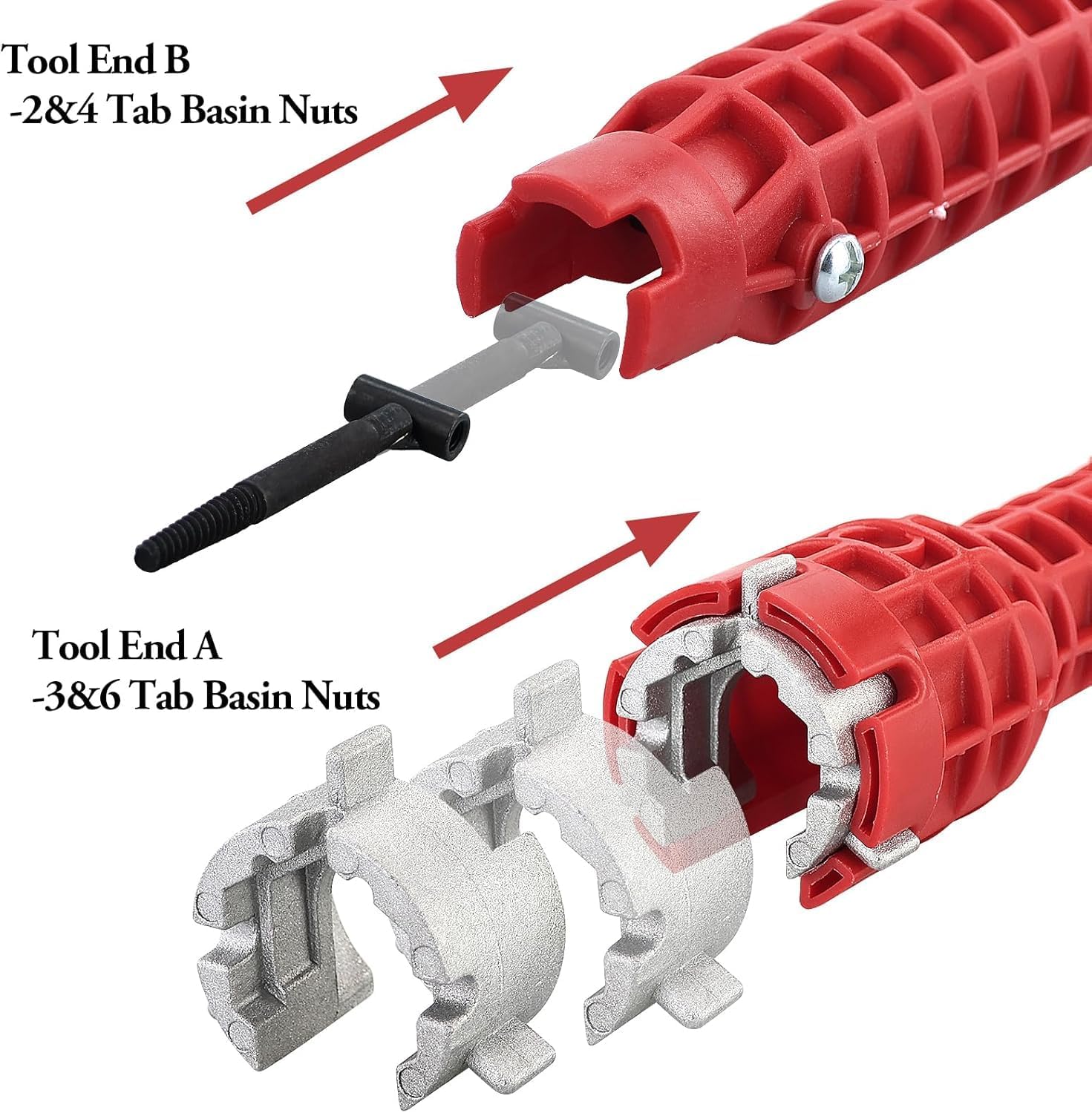 Clé de robinet 8 en 1 - Outil multifonction pour installation de robinet - Pour lavabo, salle de bain, cuisine - 5