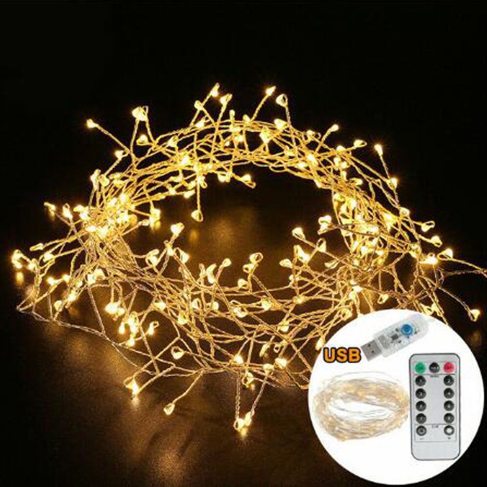 Wodoodporne zewnętrzne lampki LED Firecracker Fairy Light trybów na choinkę do domu na imprezę na wakacje do dekoracji ogrodu m LED ciepła biel