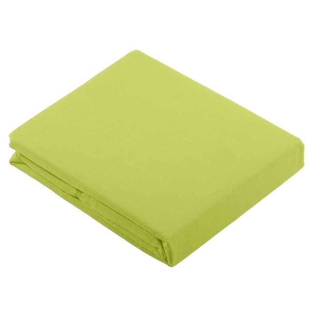 Drap Plat Uni en 100 % Coton - Vert clair - 180x290 cm - Coton