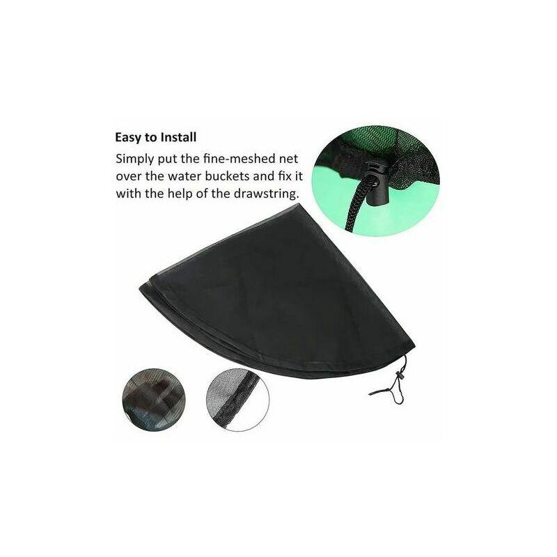 2 Pièces Filet de Protection avec Cordon de Serrage, Couverture Anti-Moustique & Animaux pour Récupérateur deau de Pluie (Diamètre 95 cm) - 3