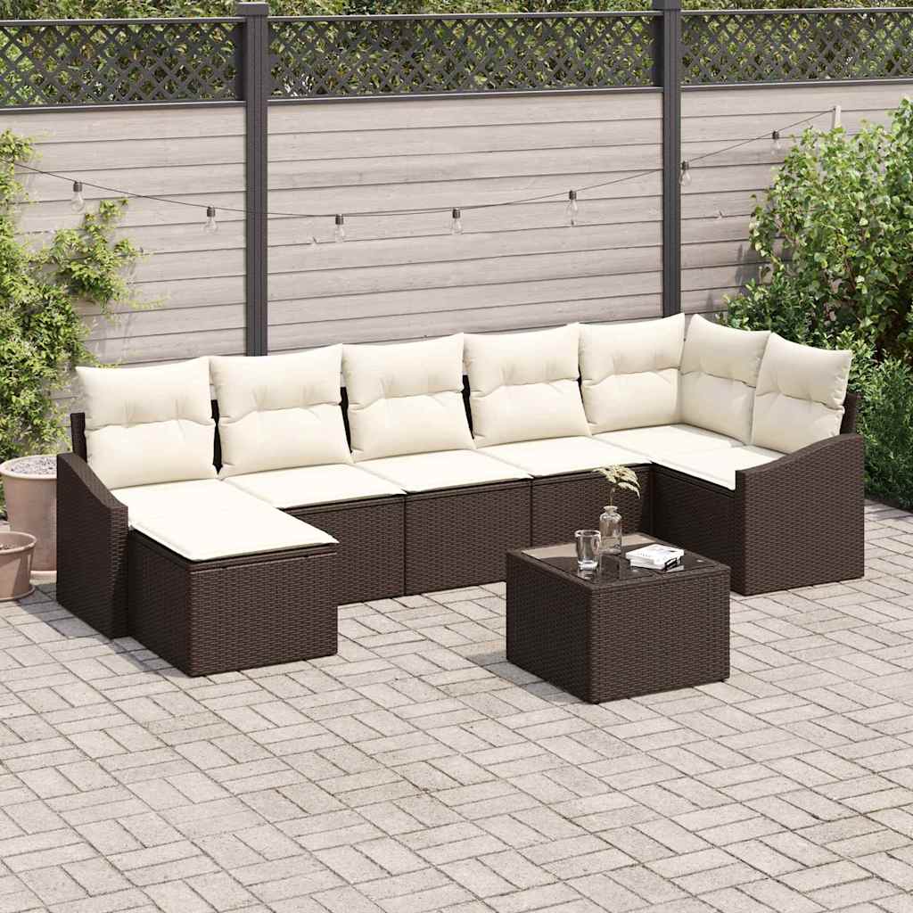 Zestaw Sof z poduszką 8 pcs Brązowy polirattan vidaXL
