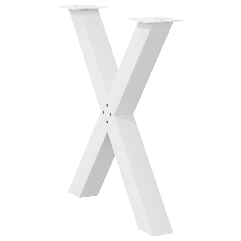 Maison Exclusive - Pieds de table à manger en forme de X, 2 pièces, blanc, 70 x (72-73) cm, acier - 4