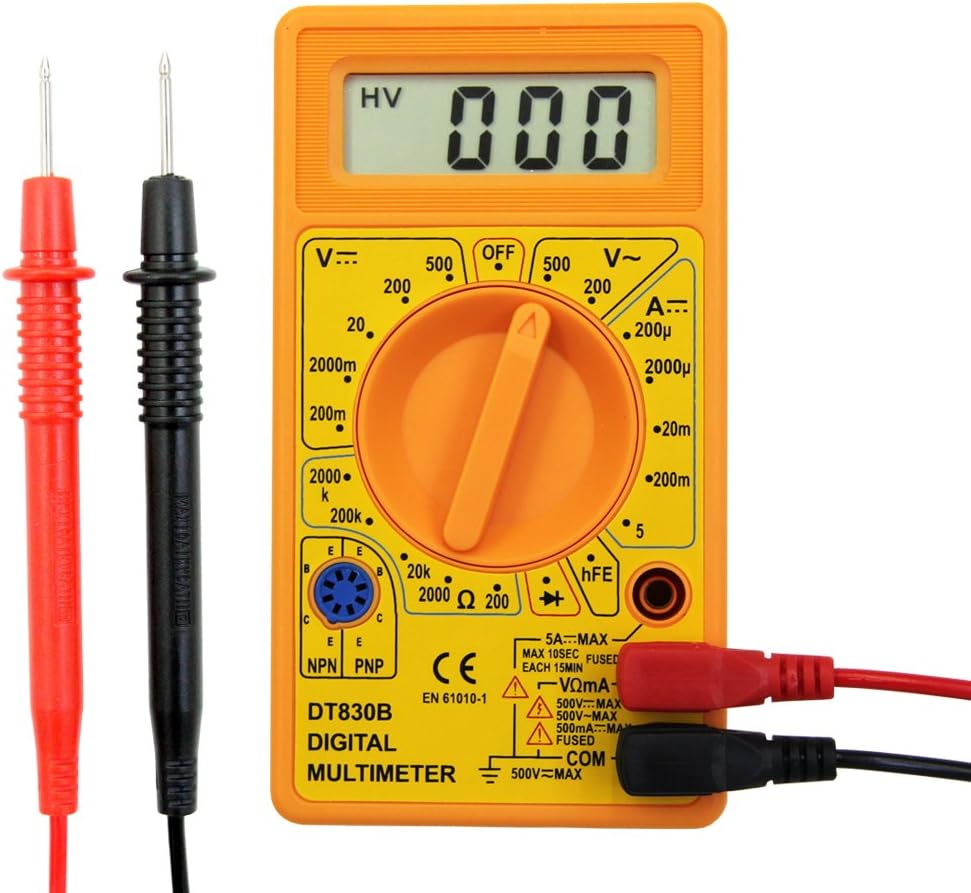 Żółty elektroniczny multimetr cyfrowy 6 funkcji, 19 kalibrów,