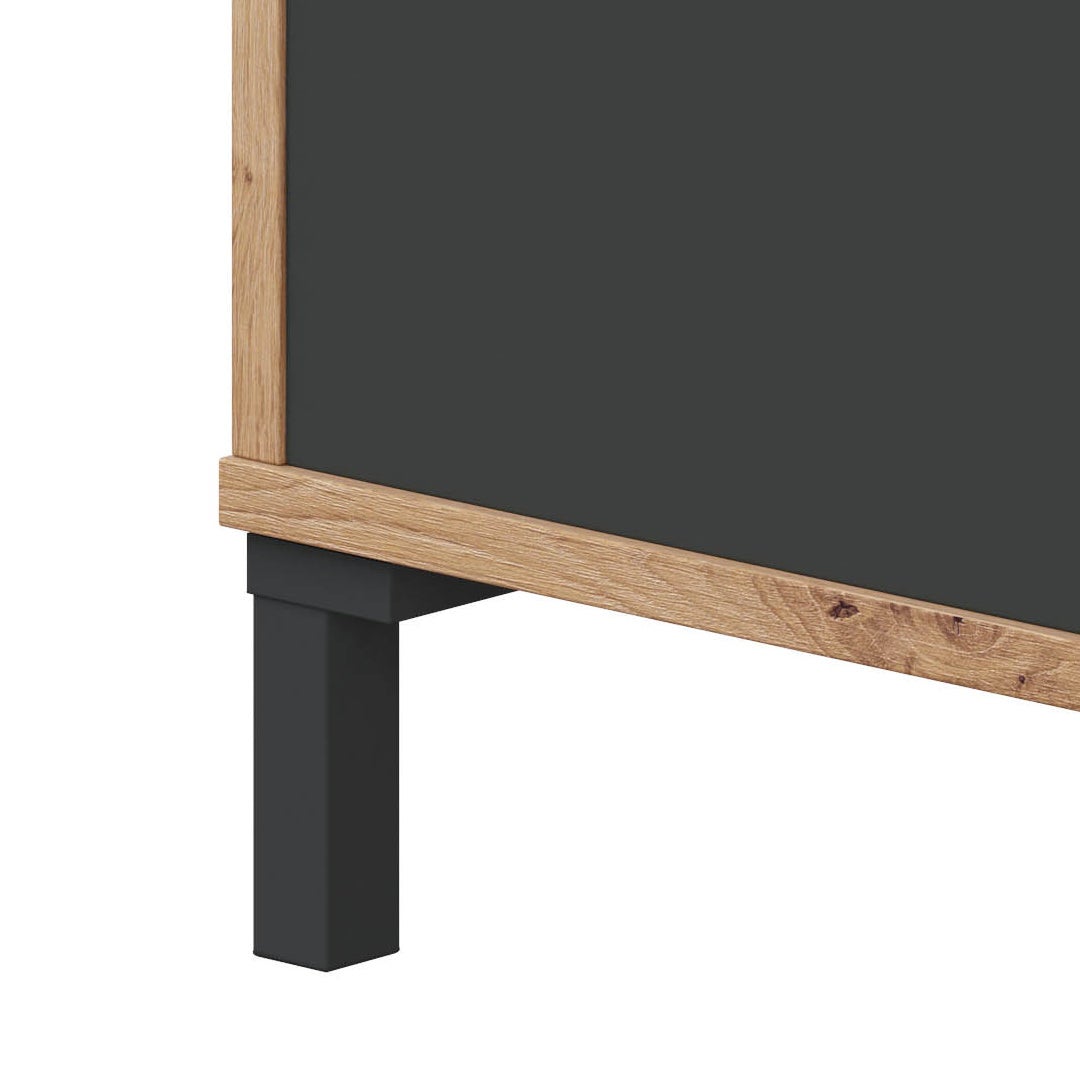MESA DE CENTRO AUXILIAR 40X100X50 CM CINZA ANTRACITE E CARVALHO NODI - 4