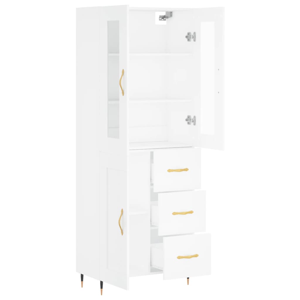 Buffet haut Blanc 69,5x34x180 cm Bois d'ingénierie - 4