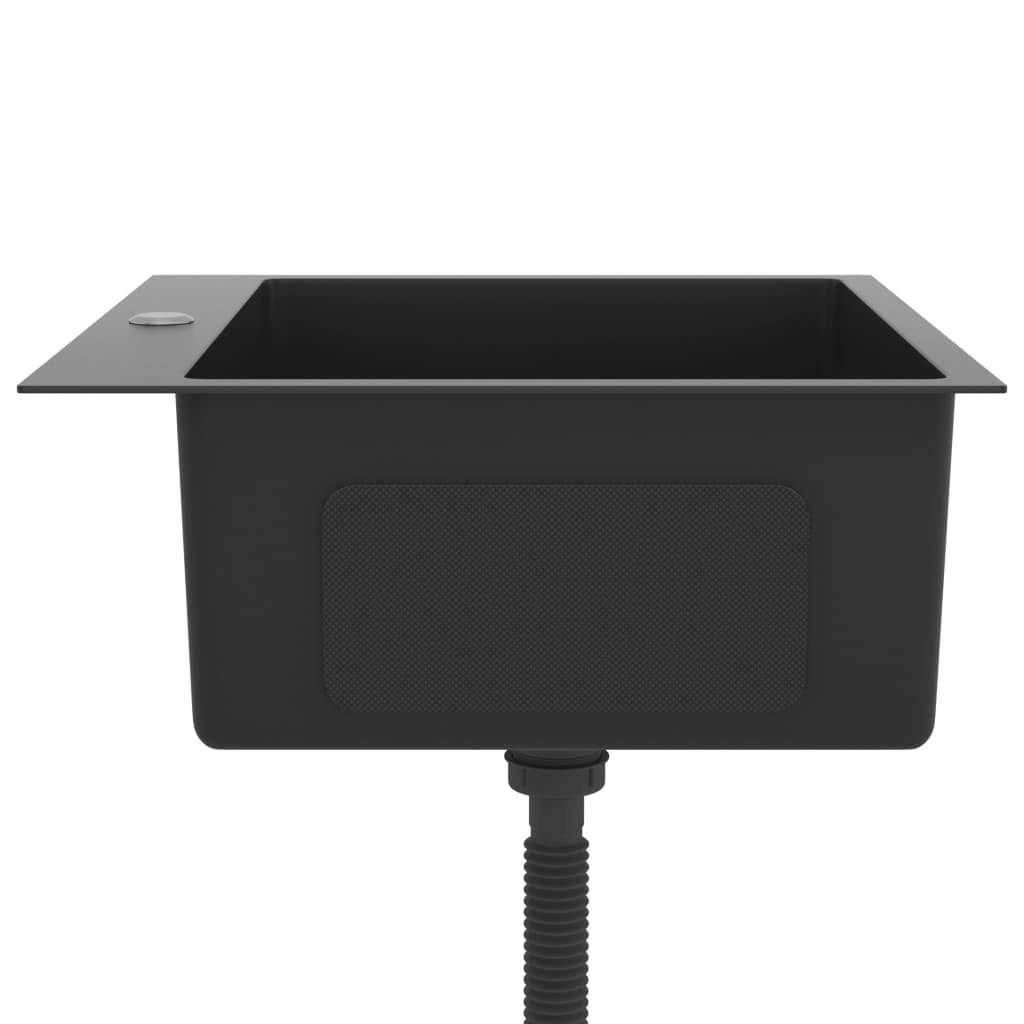 Lavello da cucina fatto a mano 53 x 50 cm acciaio inox nero 02_0002460 - 4