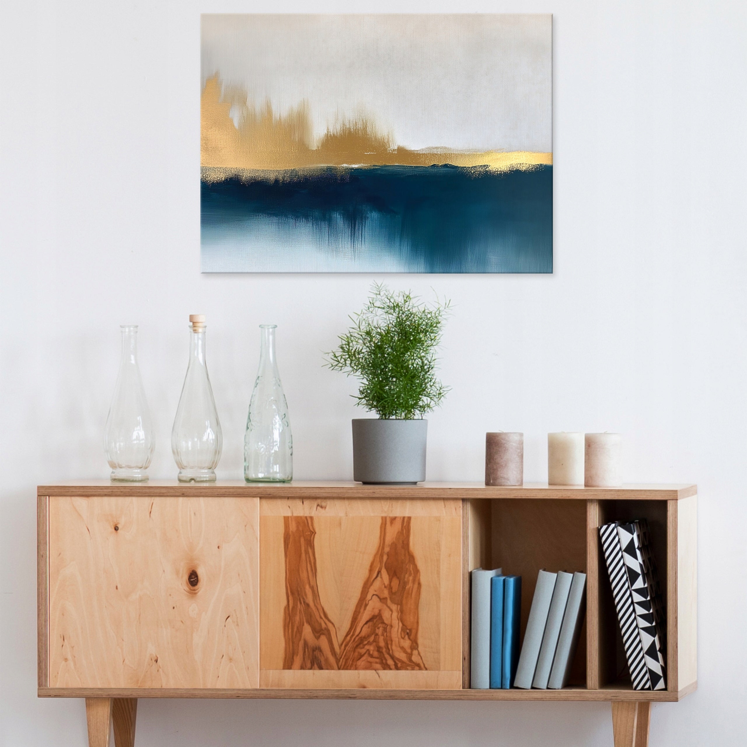 Tableau Deco abstrait gris or moderne 100x70 cm xxl Impression sur toile décoration murale intissée pour salon chambre cuisine - 2