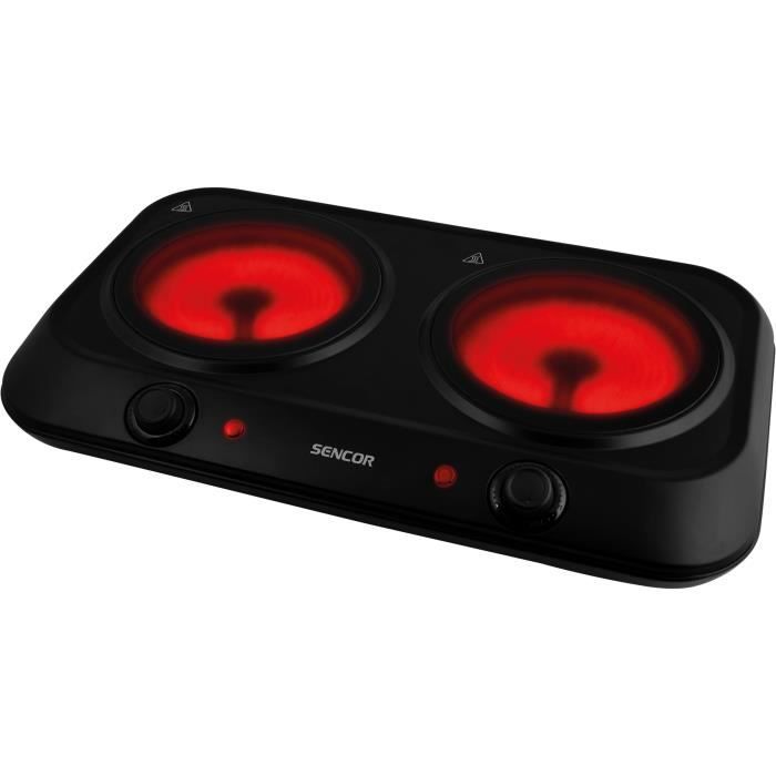 Plaque de cuisson infrarouge SENCOR SCP 2263BK, 2400 W, 2 foyers, Noir ...