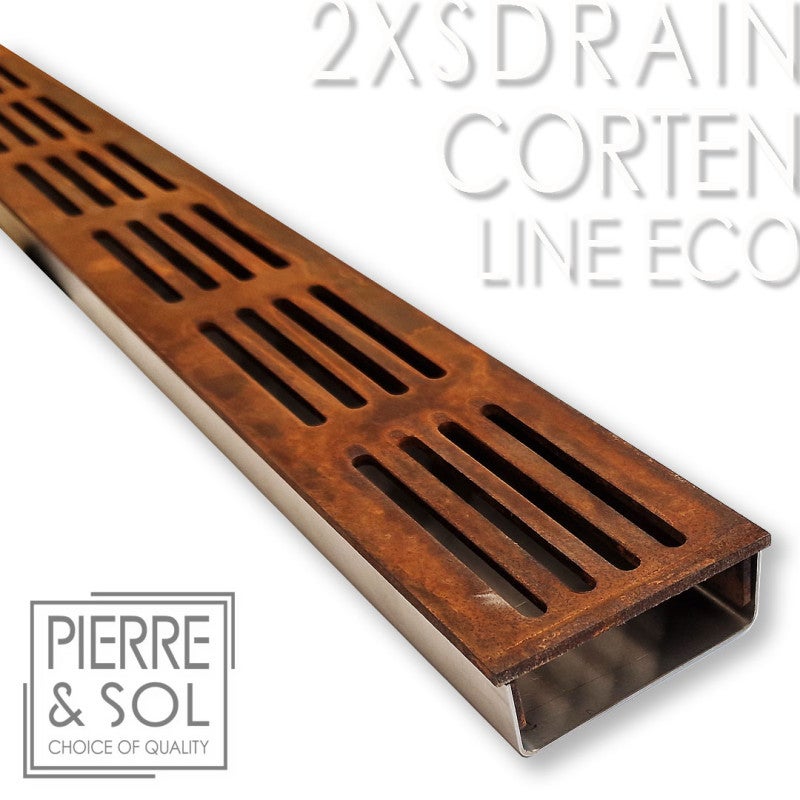 Canal de acero inoxidable alto 2,5 cm - 2xsdrain easy rejilla de acero corten - line eco - elemento angular