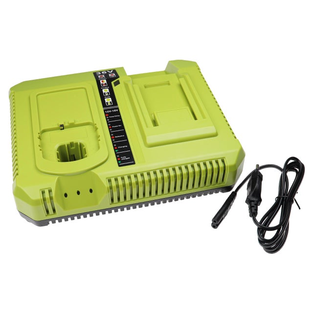 vhbw caricabatterie duale 36 V compatibile con Ryobi CID-1803M, CID-182L, CID-183L, CJS-180L batterie Ni-Cd, NiMH, Li-Ion di attrezzi / tagliaerba