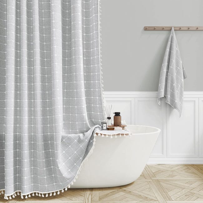 Tenda da doccia con piume colorate, 180 x 180 cm, stile bohémien, con Tenda da doccia con piume colorate, 180 x 180 cm, stile bohémien, con