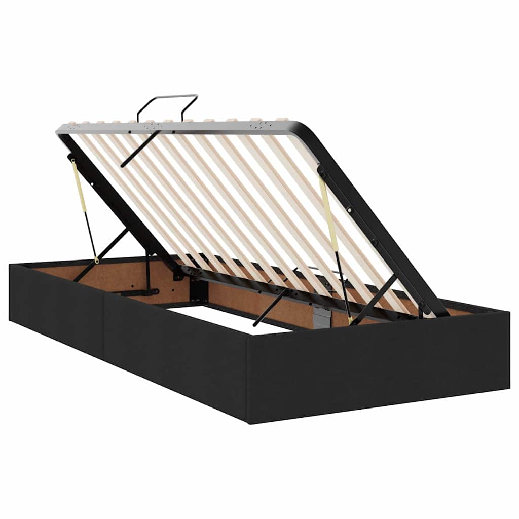 Lit avec rangement et matelas noir 90 x 190 cm en velours - 6