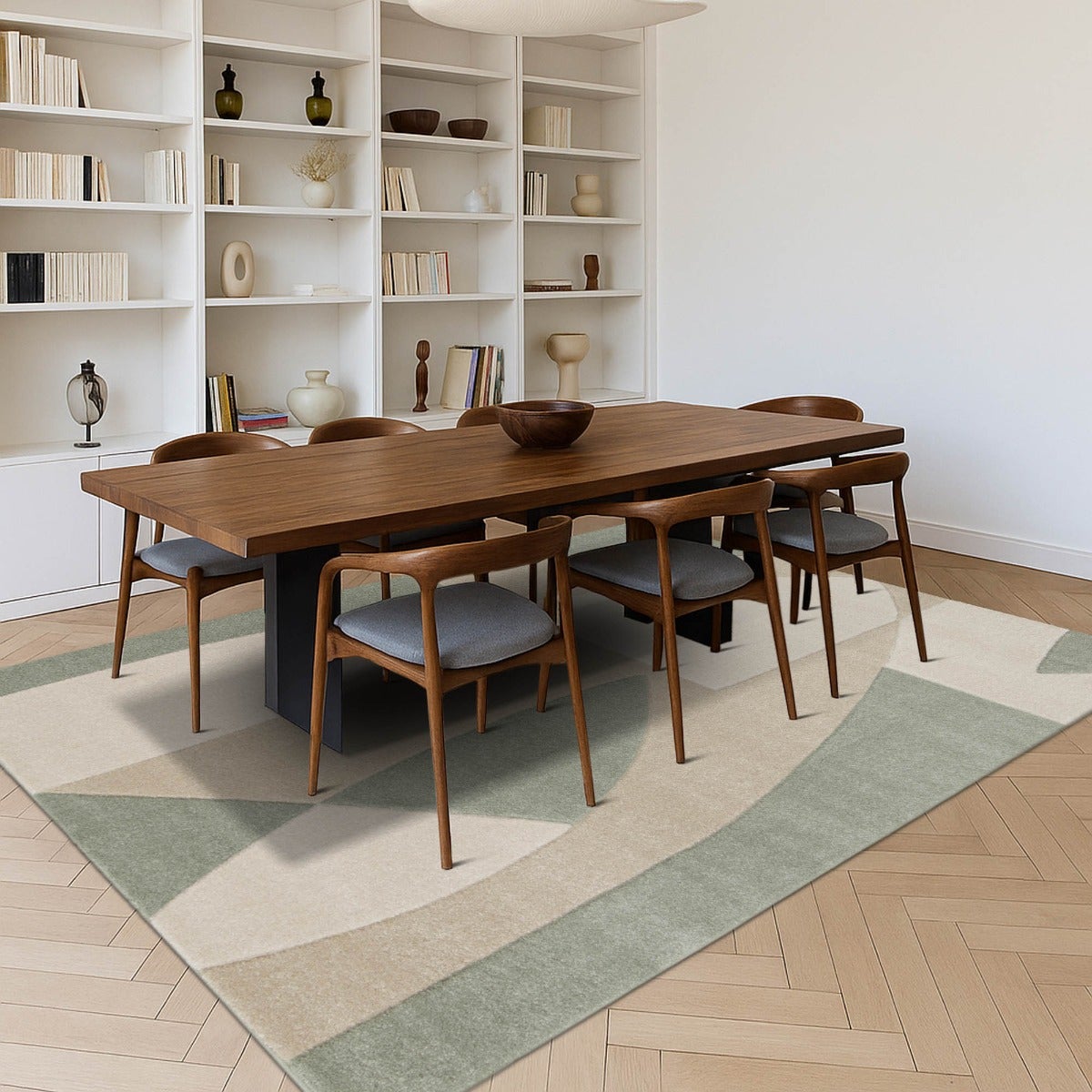 Tappeto morbido a rilievo geometrico astratto beige 160x230 - 7